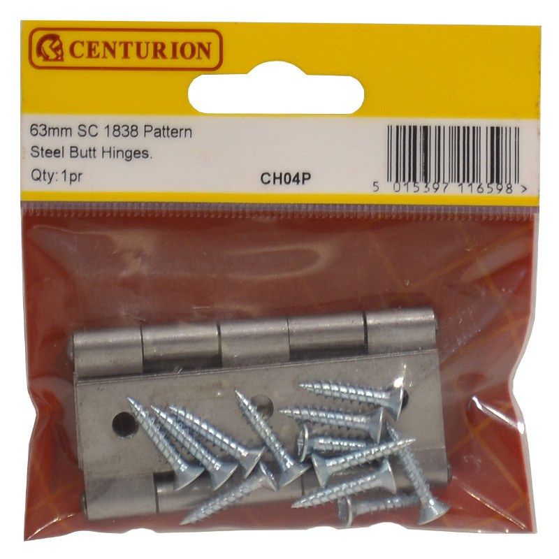 CENTURION CH04P SELF COLOUR 1838 PATTERN STEEL BUTT HINGE 63mm