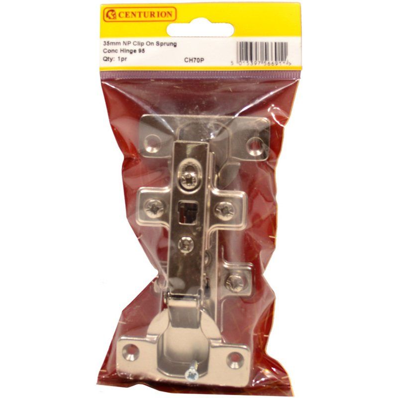 CENTURION CH70P NICKEL PLATED CLIP ON SPRUNG CONCEALED HINGE 35mm x 90deg