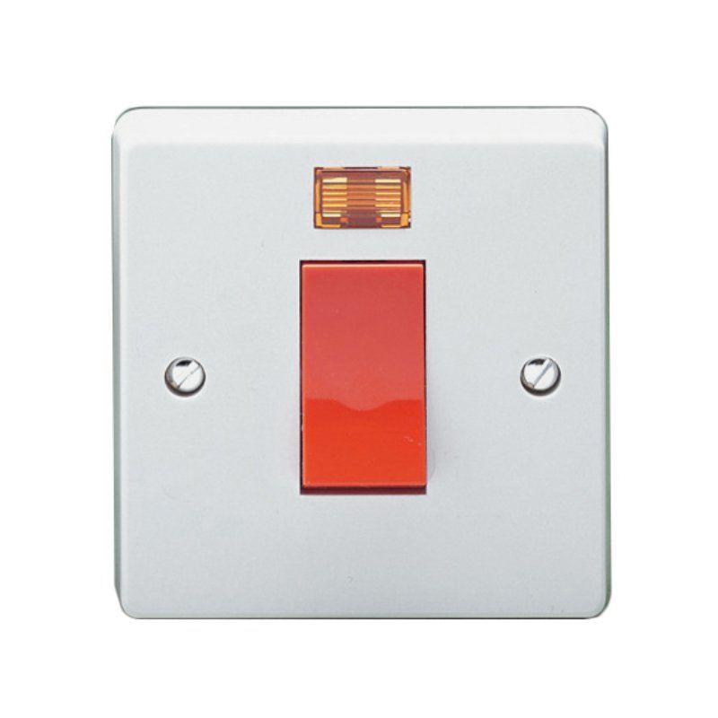 CRABTREE 4016/3 2-POLE 1-GANG SWITCH 45a WITH NEON INDICATOR