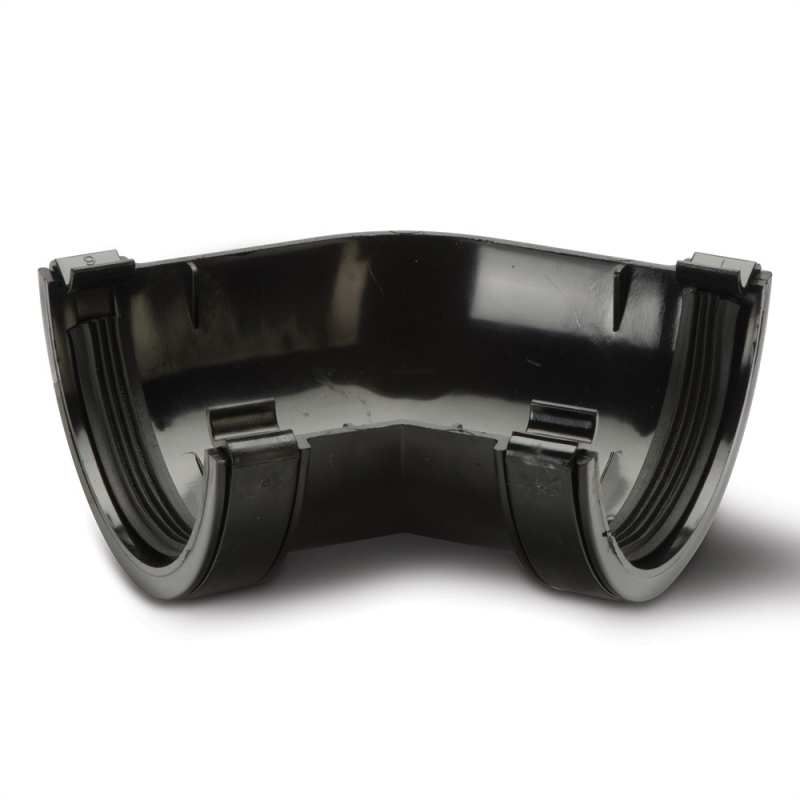 POLYPIPE RAINWATER HALF ROUND ANGLE 112mm x 135deg RR104B BLACK