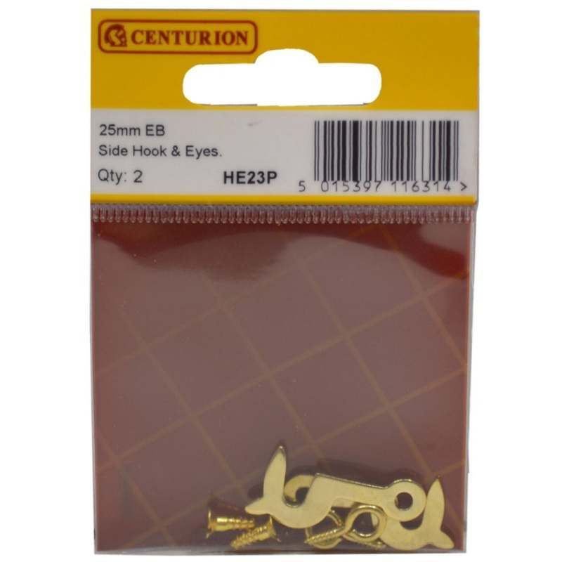 CENTURION HE23P ELECTRO BRASSED 25mm SIDE HOOKS & EYES