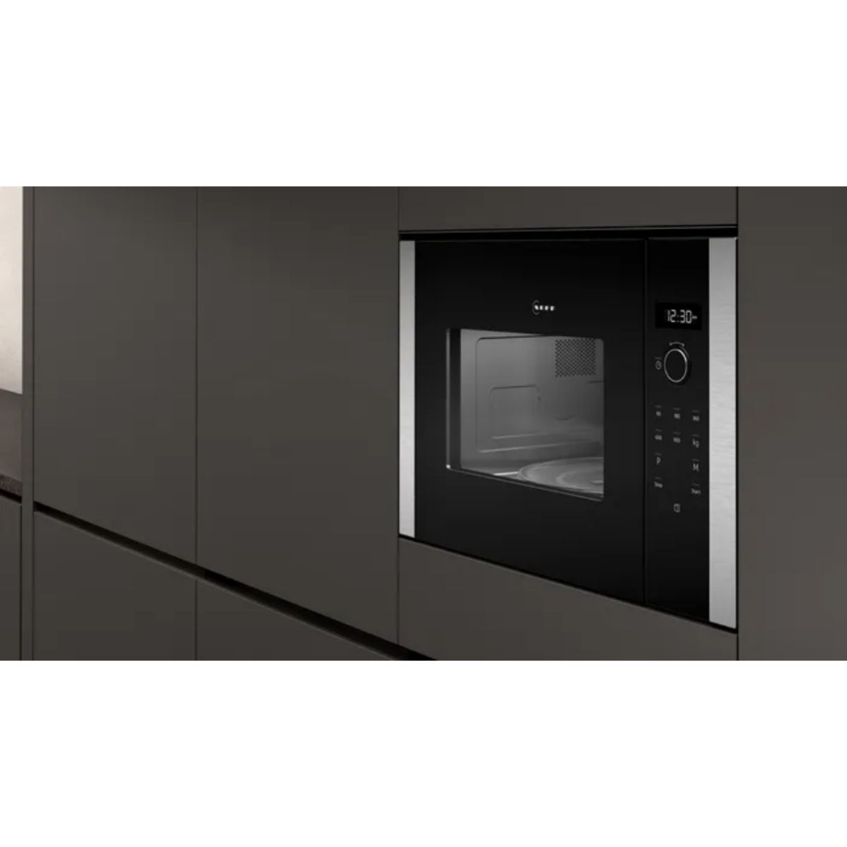 NEFF HLAWD53N0B N50 5 SETTING MICROWAVE 25l 900w BLACK & STEEL TRIM