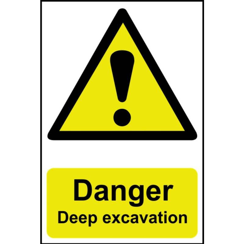 PVC SELF ADH SIGN 400mm WIDE x 600mm DANGER DEEP EXCAVATION 4103