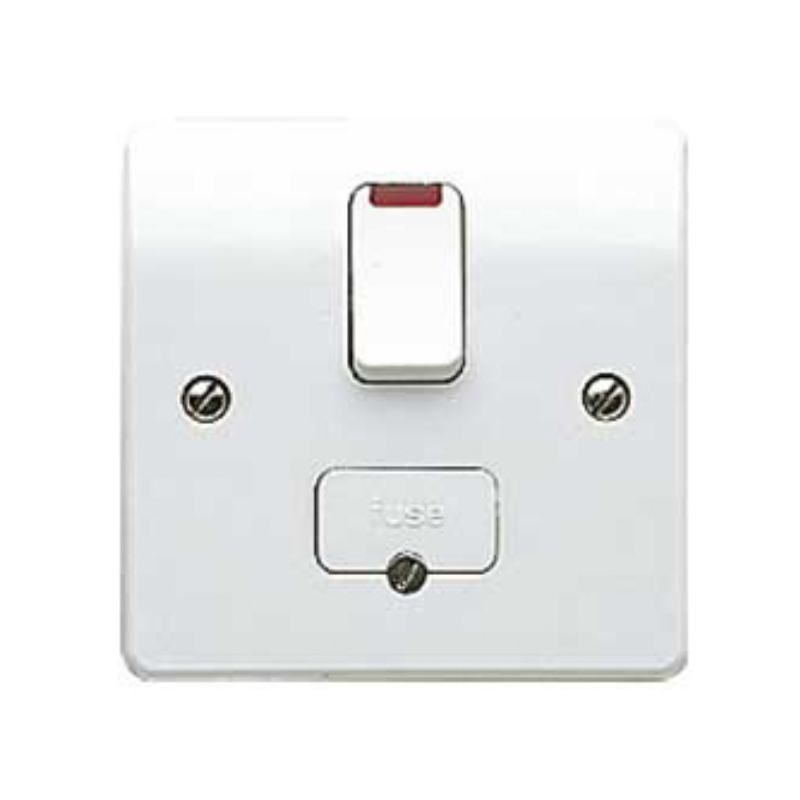 WEW DOUBLE POLE SWITCHED FUSED SPUR WITH NEON & FLEX OUTLET 13a WHITE K370WHI