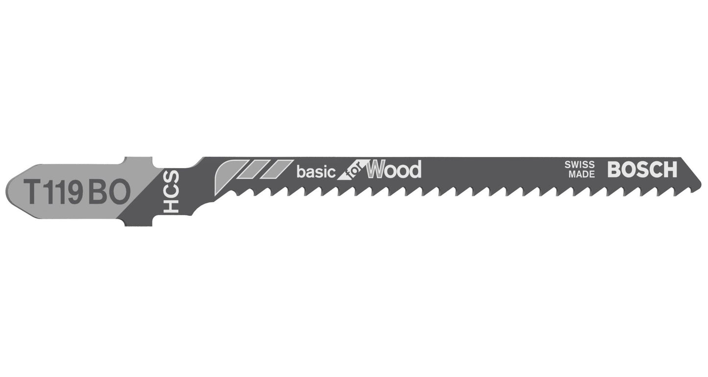 BOSCH 2608630310 PACK OF 5 T119BO BASIC WOOD JIGSAW BLADES 2-15mm