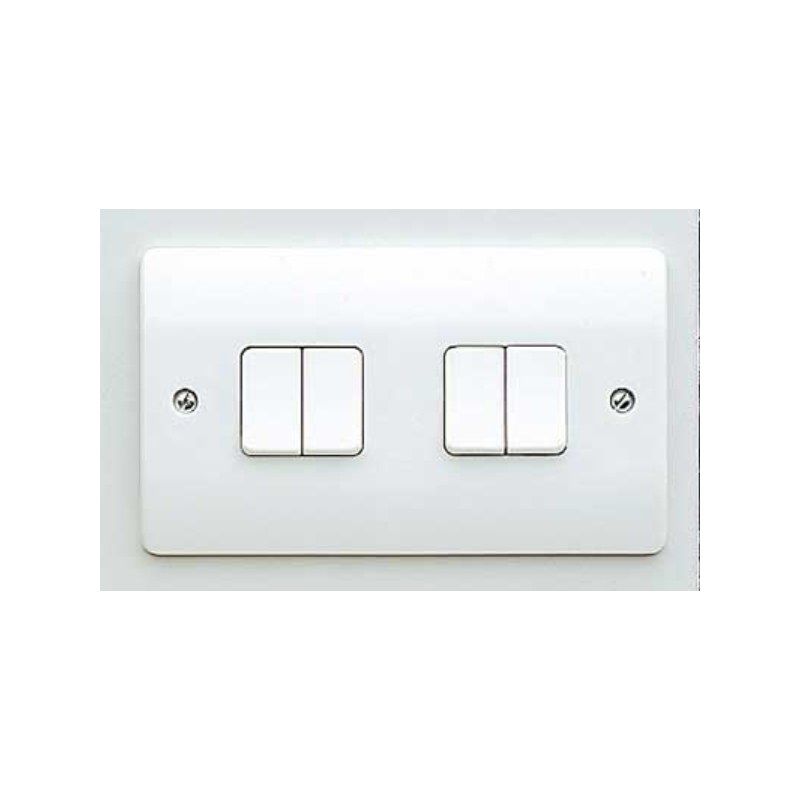 NOVAR MK 4 GANG 2 WAY SWITCH PLATE WHITE K4874WHI