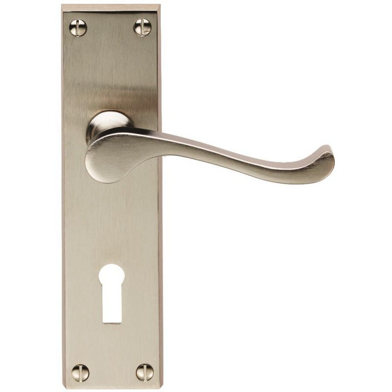 SATIN NICKEL VICTORIAN SCROLL LOCK HANDLES CBS54SN/BP
