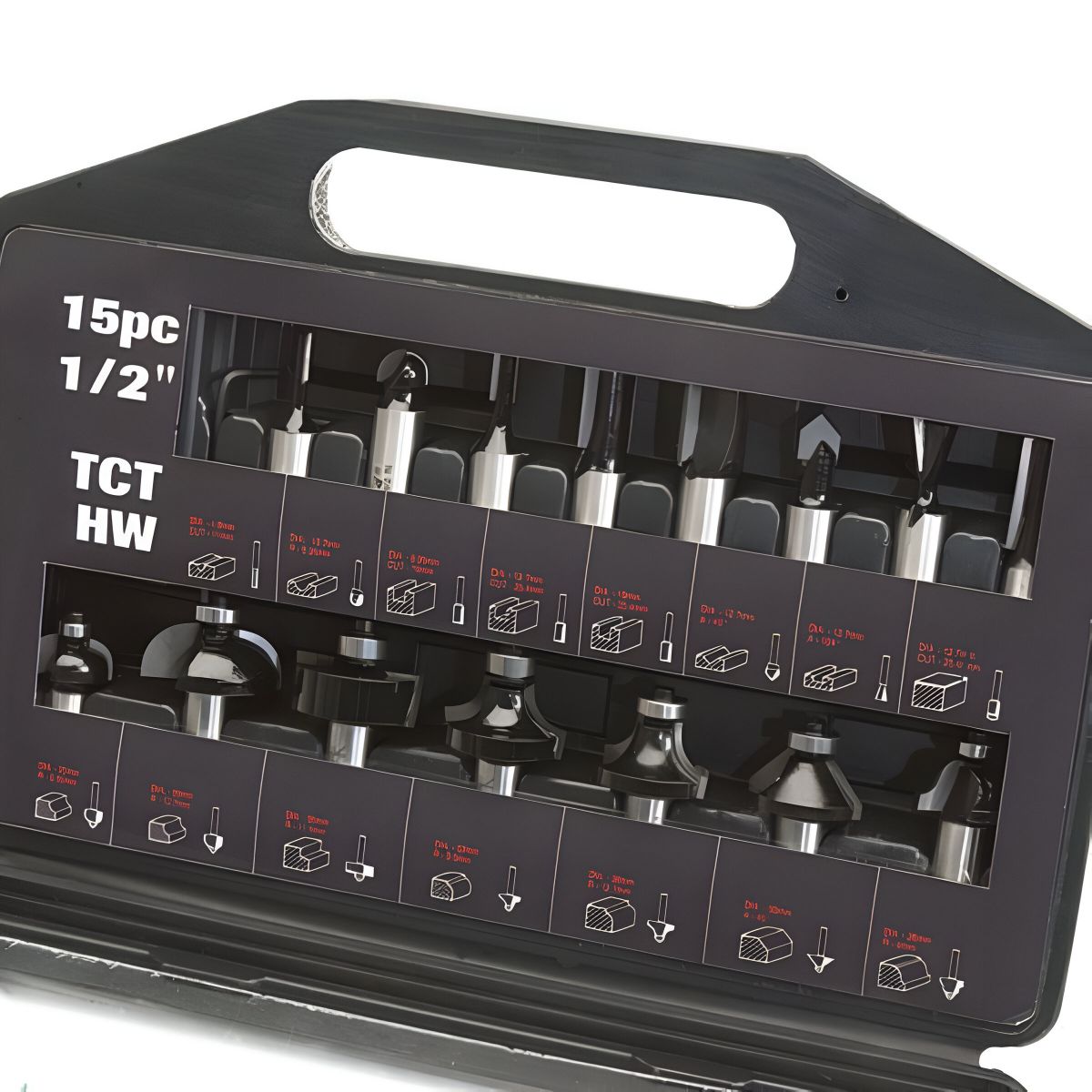 TREND SET/SS9X1/2TC 15 PIECE 1/2 SHANK TCT ROUTER CUTTER SET