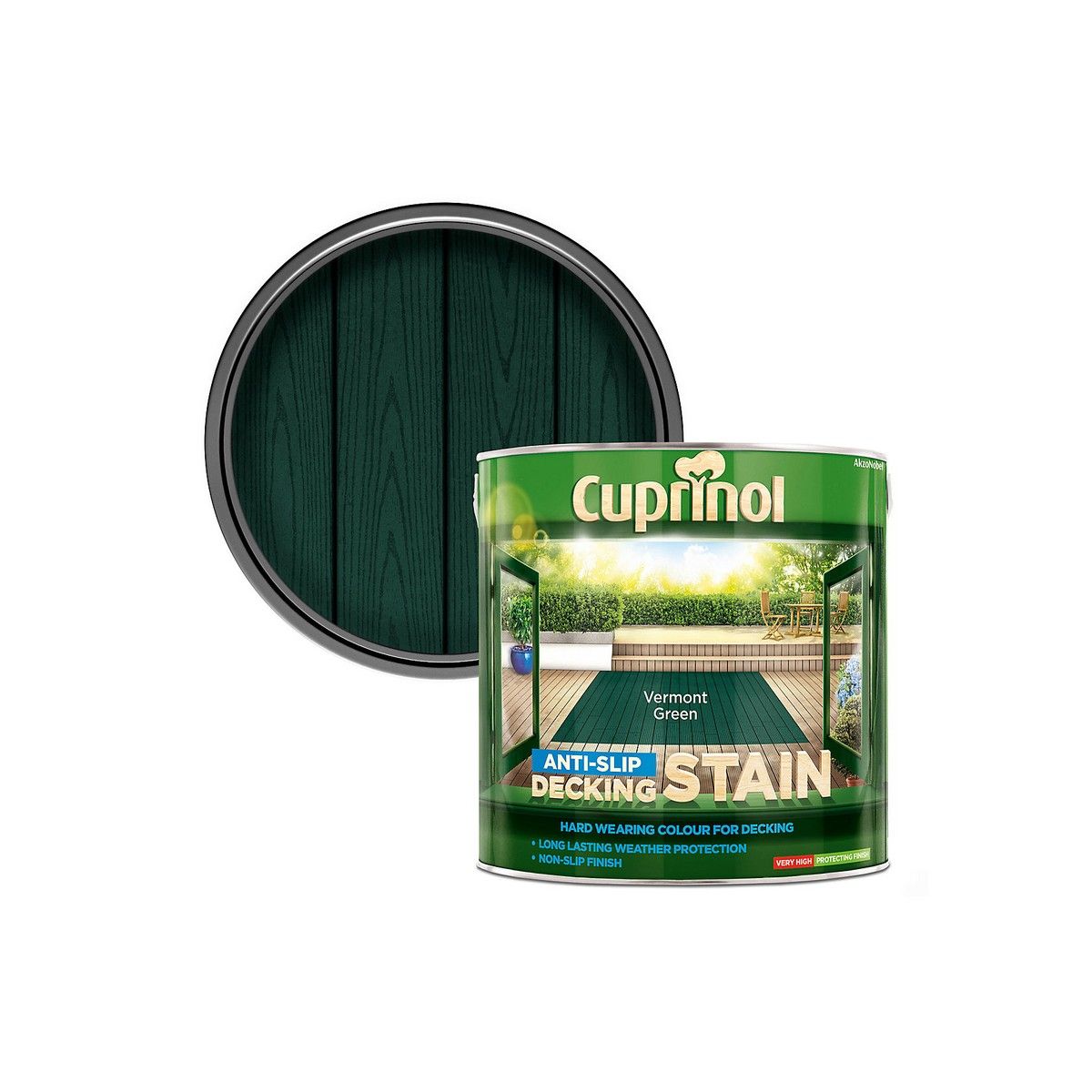 CUPRINOL ANTI SLIP DECKING STAIN 2.5l VERMONT GREEN 5083458