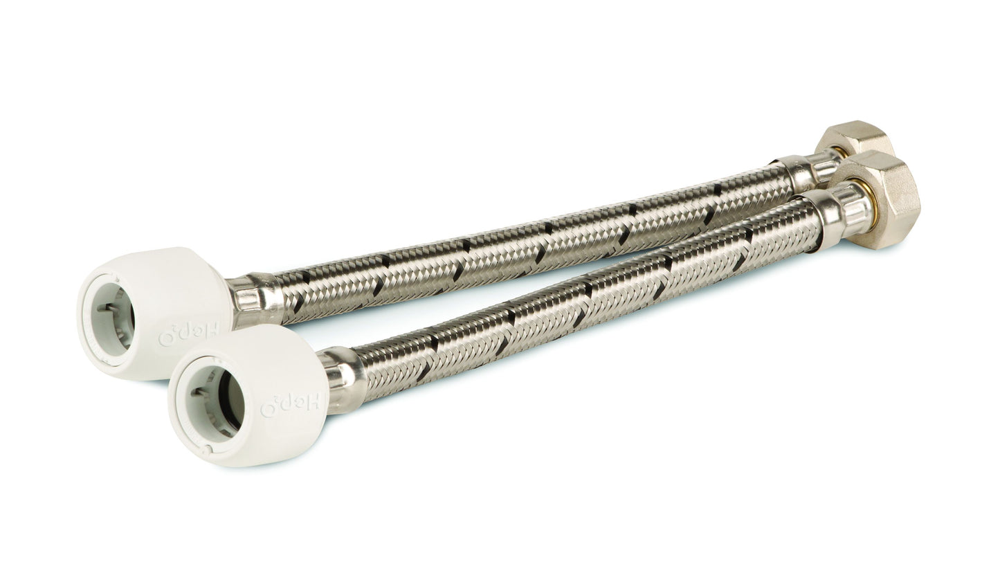 HEP2O FLEXIBLE TAP CONNECTOR 15mm x 3/4" 300mm BRAIDED HD125B/15W