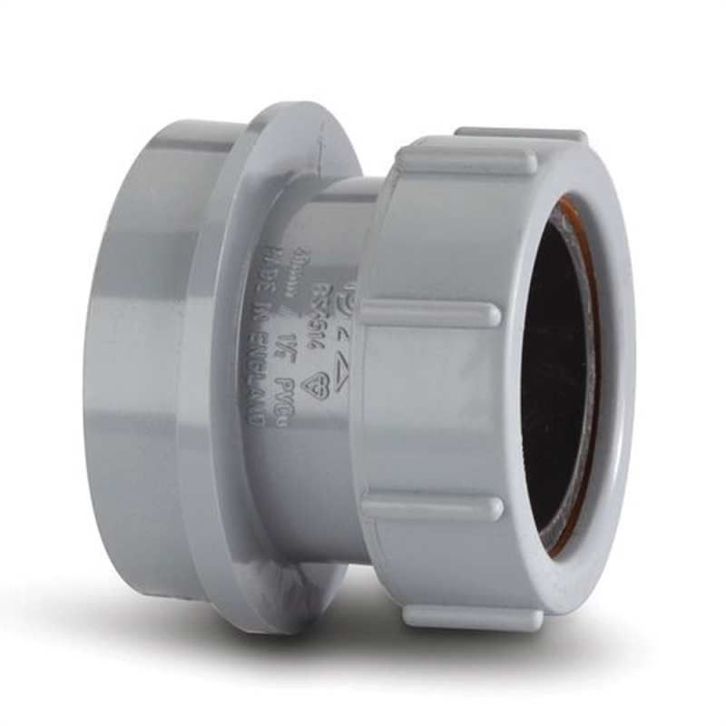 POLYPIPE SOIL STRAIGHT BOSS ADAPTOR 40mm SN64 SN64G GREY