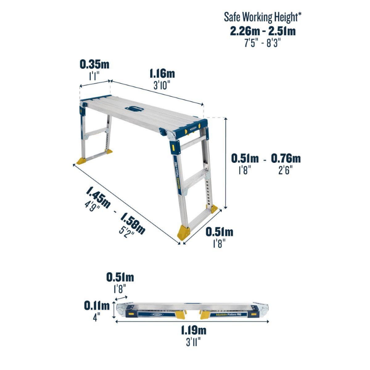 WERNER ADJUSTABLE PRO WORK PLATFORM 79023