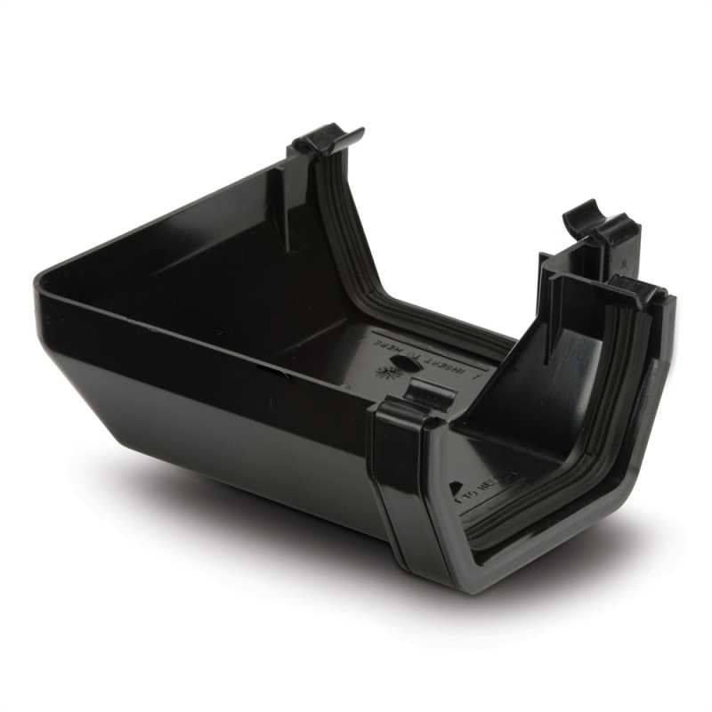 POLYPIPE RAINWATER SQUARE GUTTER ANGLE 112mm x 90deg RS203B BLACK