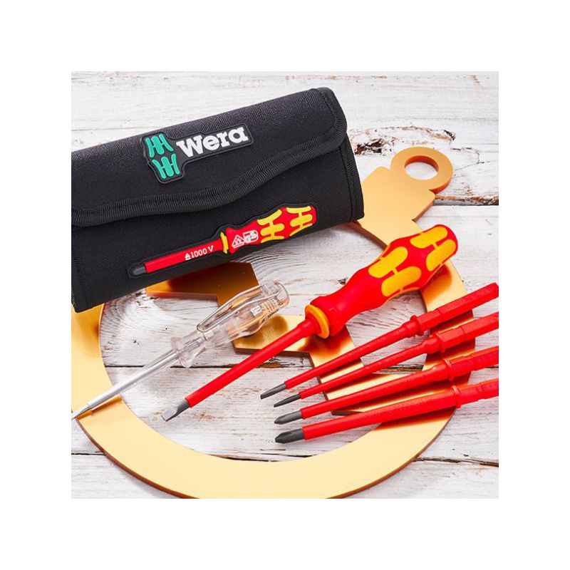 WERA WERKKVDE7 7 PIECE VDE INTERCHANGEABLE SCREWDRIVER SET