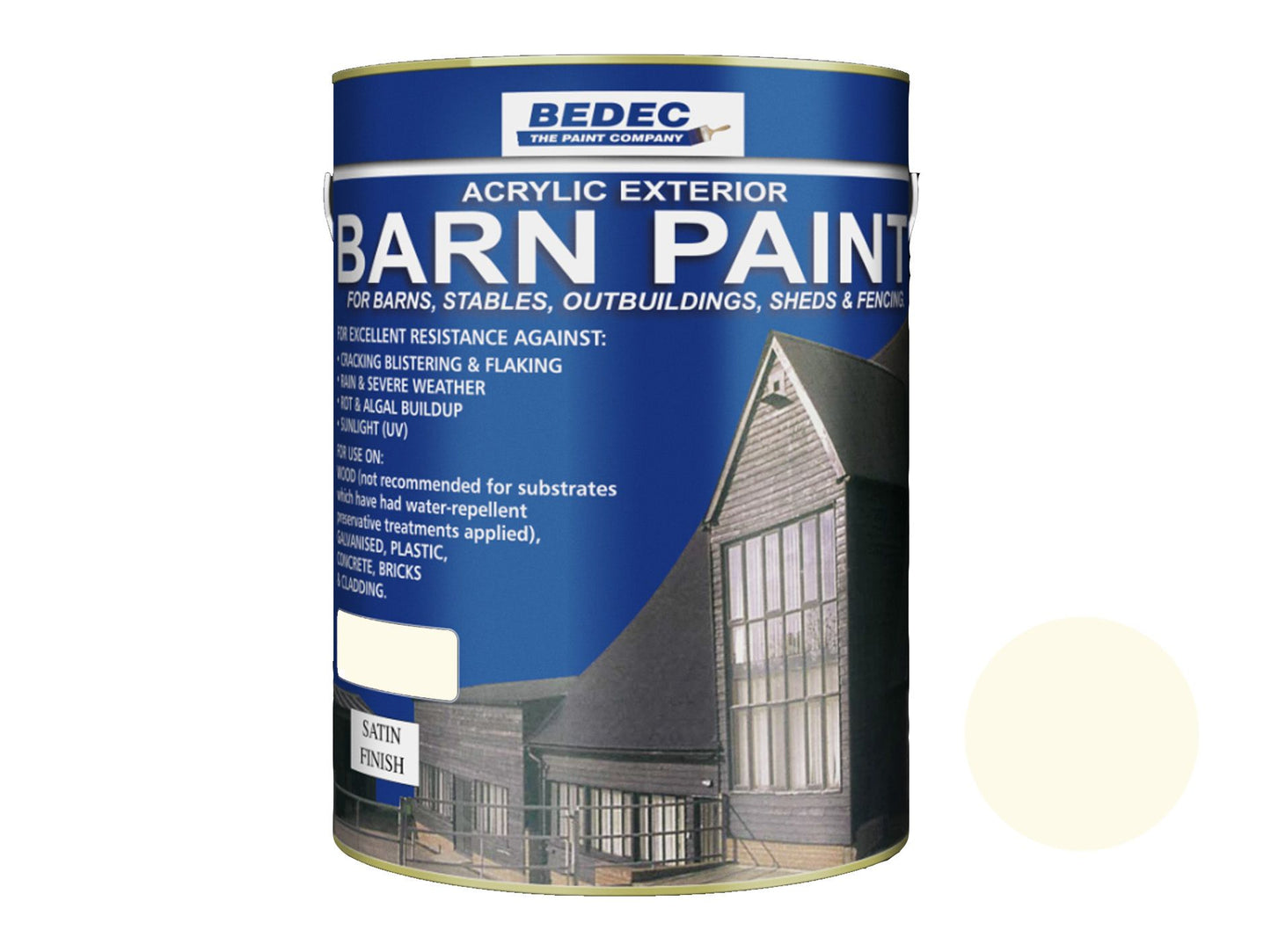 BEDEC SATIN BARN PAINT 5l GARDENIA BEDE2AVE004/46