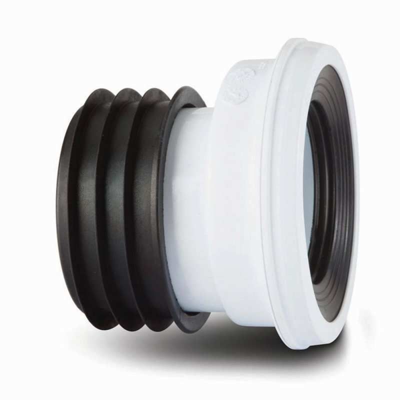 POLYPIPE KWIKFIT WC CONNECTOR OFFSET 110mm WHITE SK46