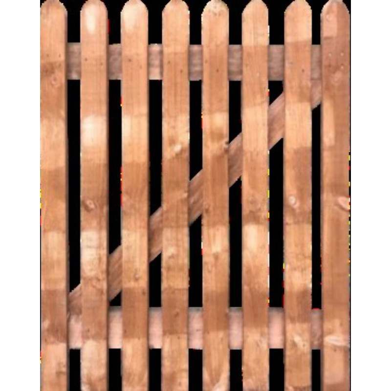 DENBIGH TIMBER ROUND TOP GATE PICKET/PALISADE 4 x 3' (ACTUAL 1200 x 900mm) PALGATE4X3R