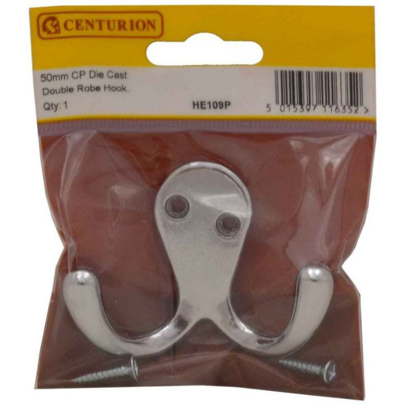CENTURION HE109P CHROME DOUBLE ROBE HOOK