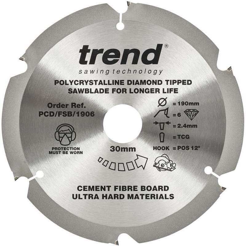 TREND PCD/FSB/1906 PCD FIBRE CEMENT SAW BLADE 6TX30X190MM