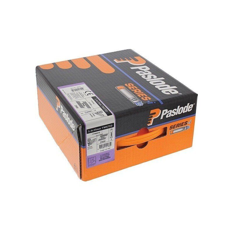 PASLODE 141185 TWISTED ELECTRO GALVANISED NAILS 35MM & 2 FUEL CELLS (PACK OF 2500)
