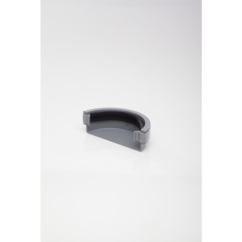 POLYPIPE RAINWATER 112mm HALF ROUND GUTTER STOP END EXTERNAL GREY RR107G