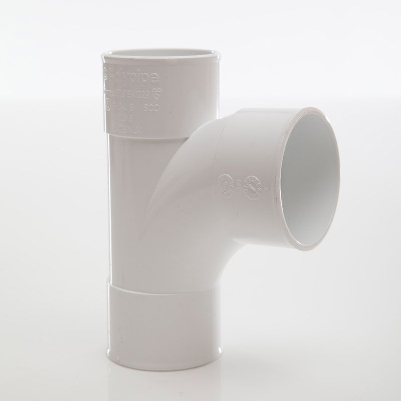 POLYPIPE MUPVC SWEPT TEE 50mm x 92.5deg MU316 MU316W WHITE
