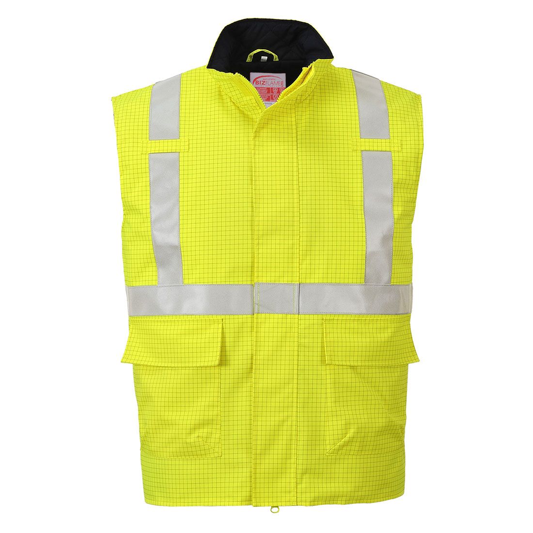 Bizflame Rain Hi-Vis Anti-static FR Bodywarmer, L, R, Yellow