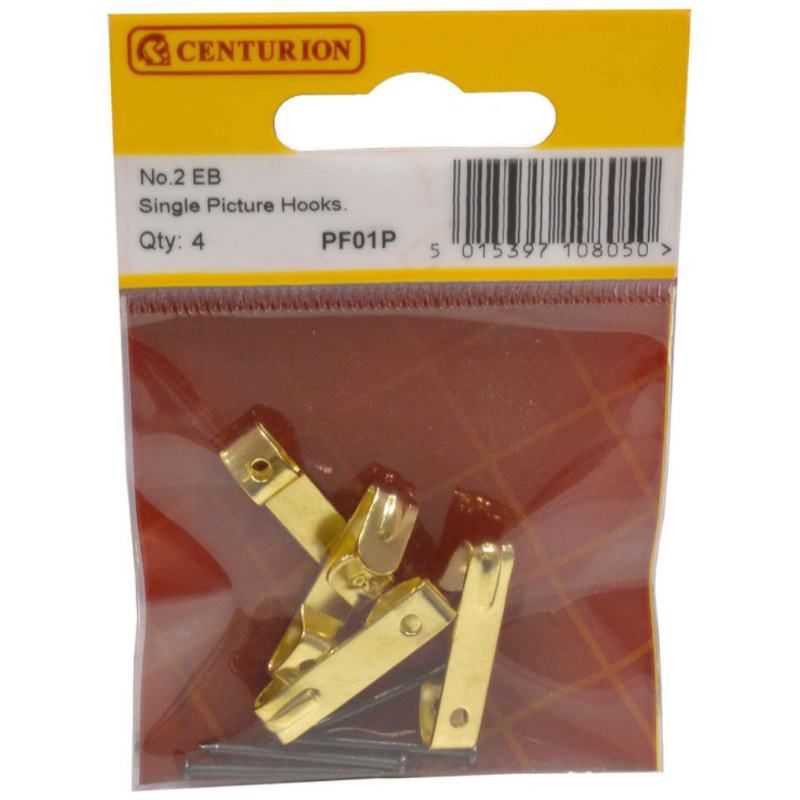 CENTURION PF01P PACK OF 4 NO.2 SINGLE PICTURE HOOKS ELECTRO BRASS