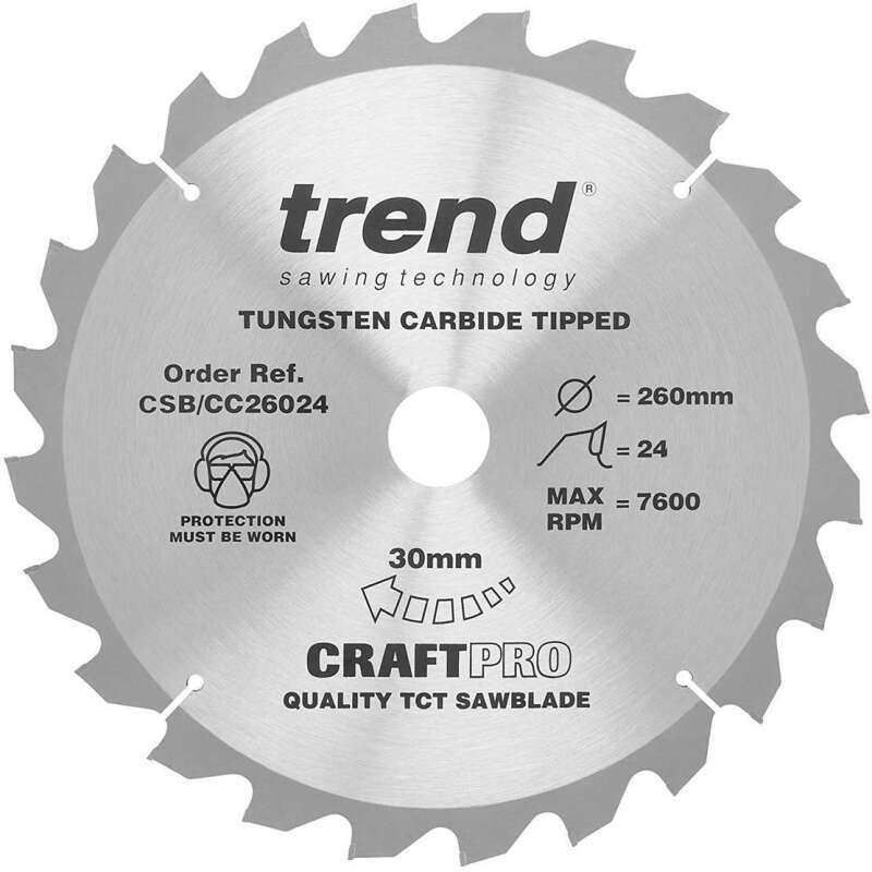 TREND CSB/CC26024 MITRE SAW CROSSCUTTING TCT CIRCULAR SAW BLADE 24T x 30 x 260mm