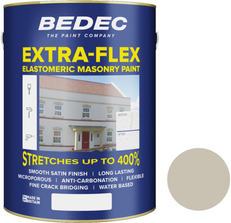 BEDEC EXTRA-FLEX SMOOTH MASONRY PAINT 5l WOODASH BEDE2MB3159/46