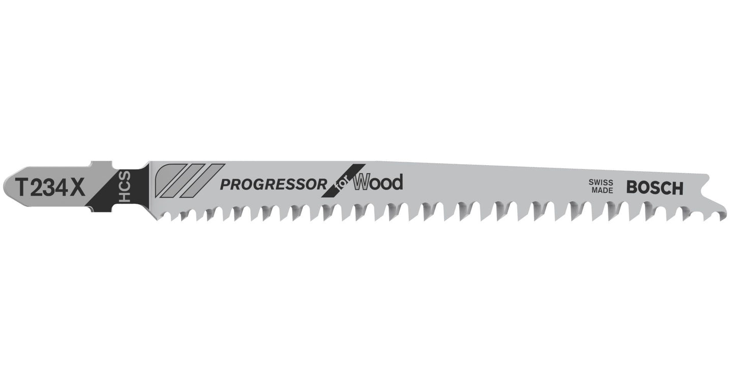 BOSCH 2608633528 PACK OF 5 T234X PROGRESSOR WOOD JIGSAW BLADES 2-65mm