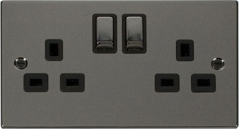 CLICK VPBN536BK 2G 13A DP SWITCHED SOCKET BLK NICKEL