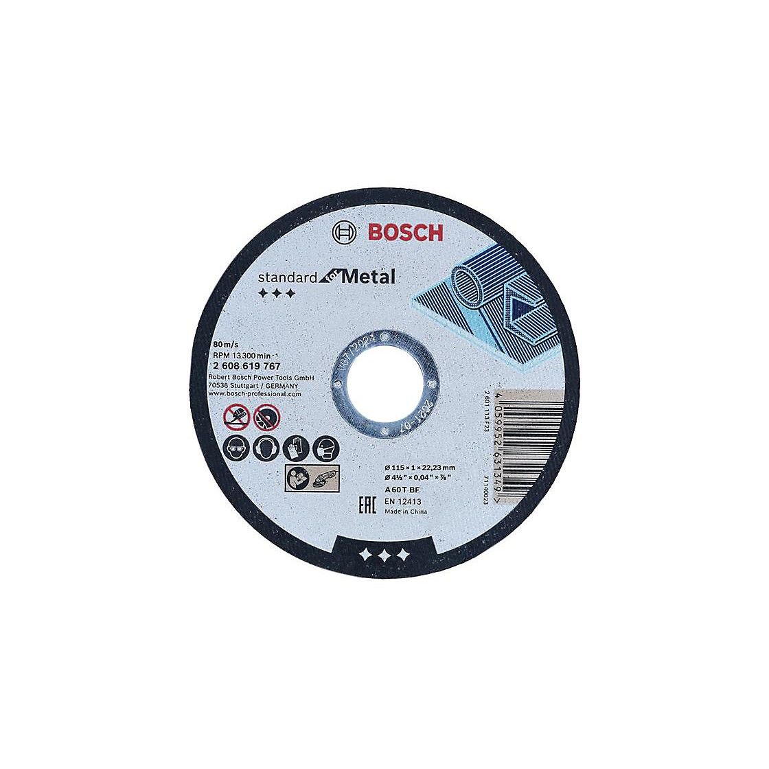 BOSCH 2608619767 METAL THIN STRAIGHT CUTTING DISC 115 x 1 x 22.23mm