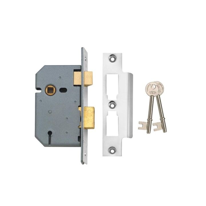 UNION 3 LEVER MORTICE SASHLOCK BOXED 76mm SATIN CHROME J2277-SC-3.00
