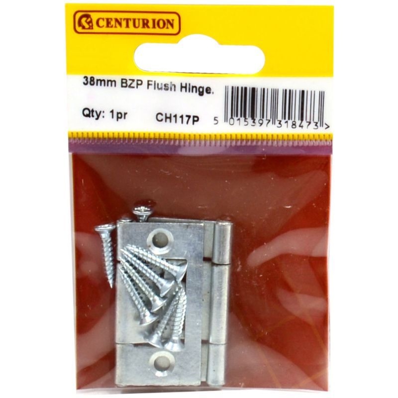 CENTURION CH117P BRIGHT ZINC PLATED 38mm FLUSH HINGE PAIR