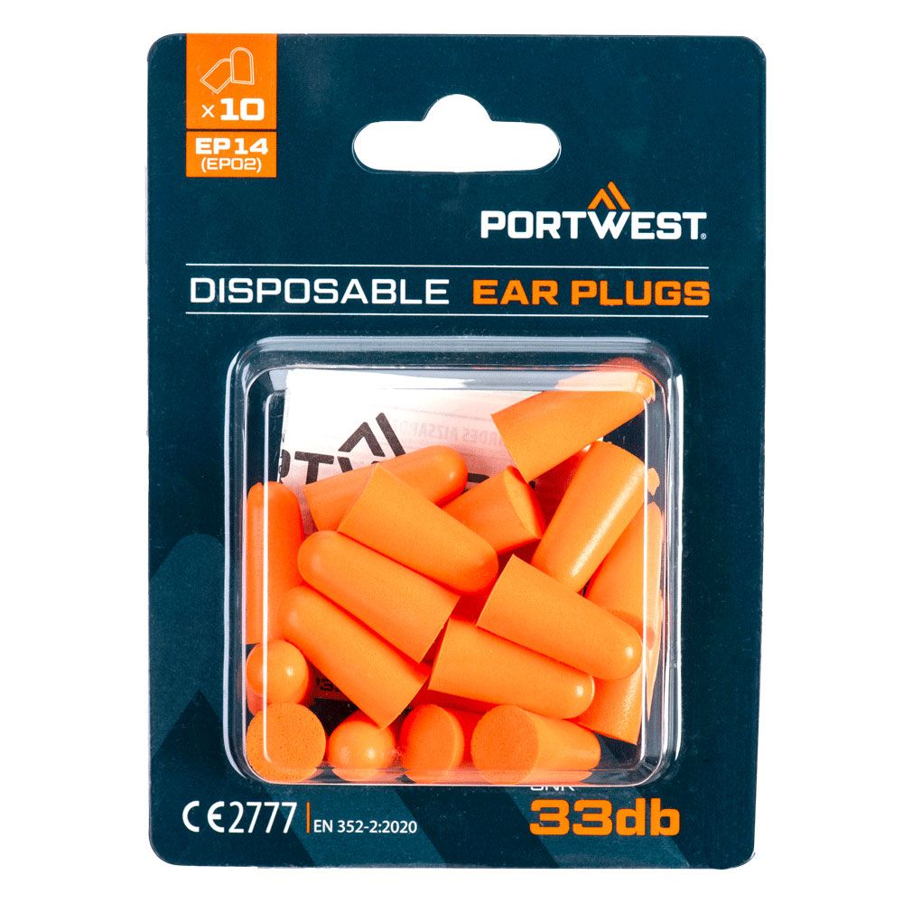 PU Foam Ear Plugs Blister Pack (10 Pairs), , R, Orange