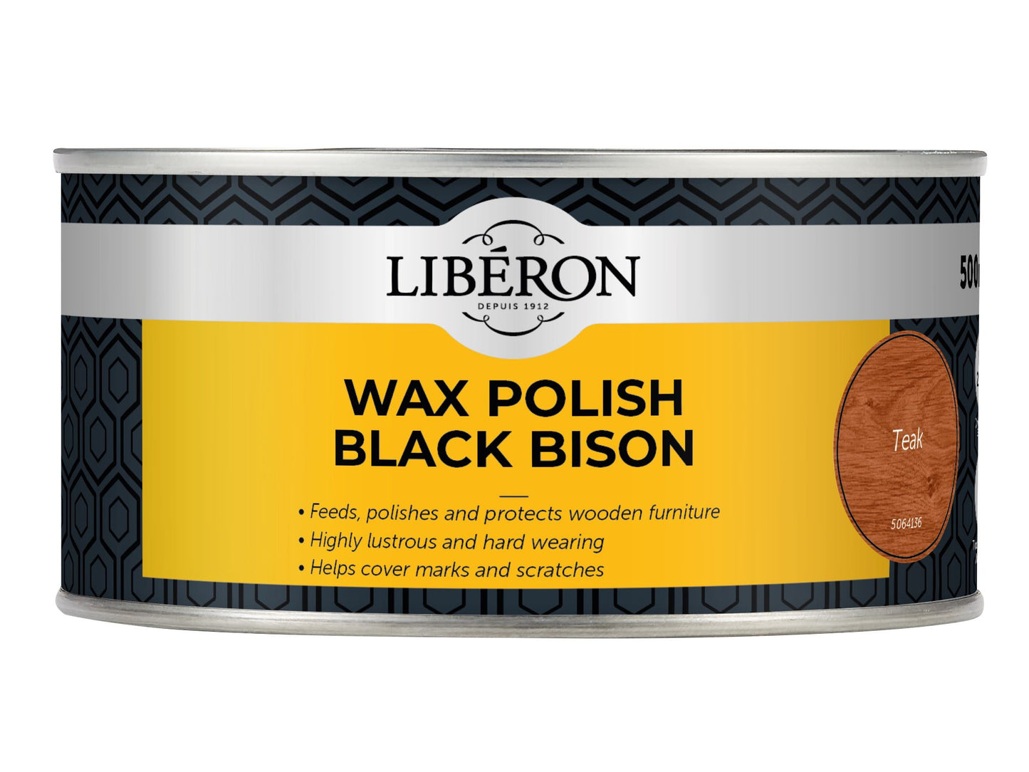 LIBERON BLACK BISON WAX POLISH PASTE 500ml TEAK LIBBPWT500N