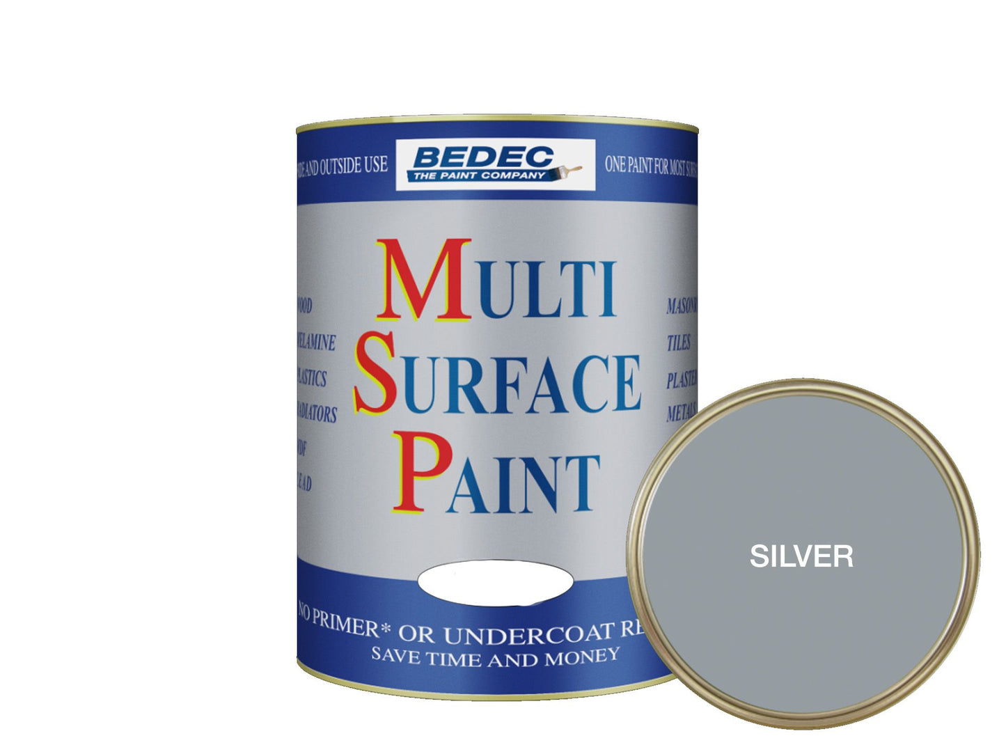 BEDEC SOFT SATIN MULTI SURFACE PAINT 750ml SILVER BEDE2KB0063/29