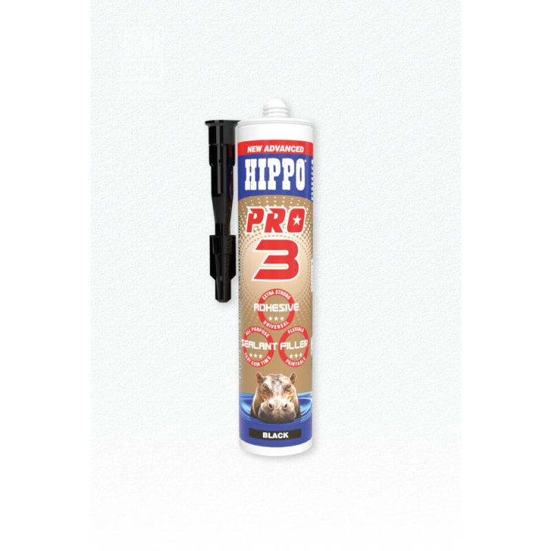 HIPPO PRO3 3-IN-1 ADHESIVE SEALANT FILLER 290ml BLACK H18513