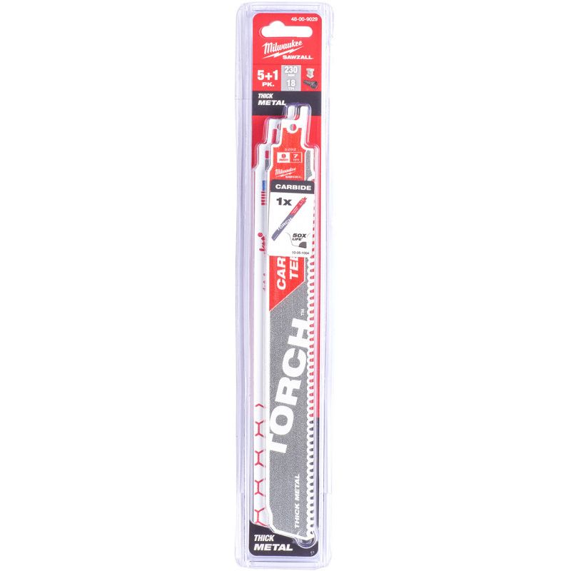 MILWAUKEE 48009029 SAWZALL 6PC METAL TORCH BLADE SET 230mm 17tpi