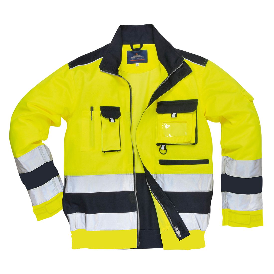 Lille Hi-Vis Contrast Bomber Jacket, L, R, Yellow/Navy