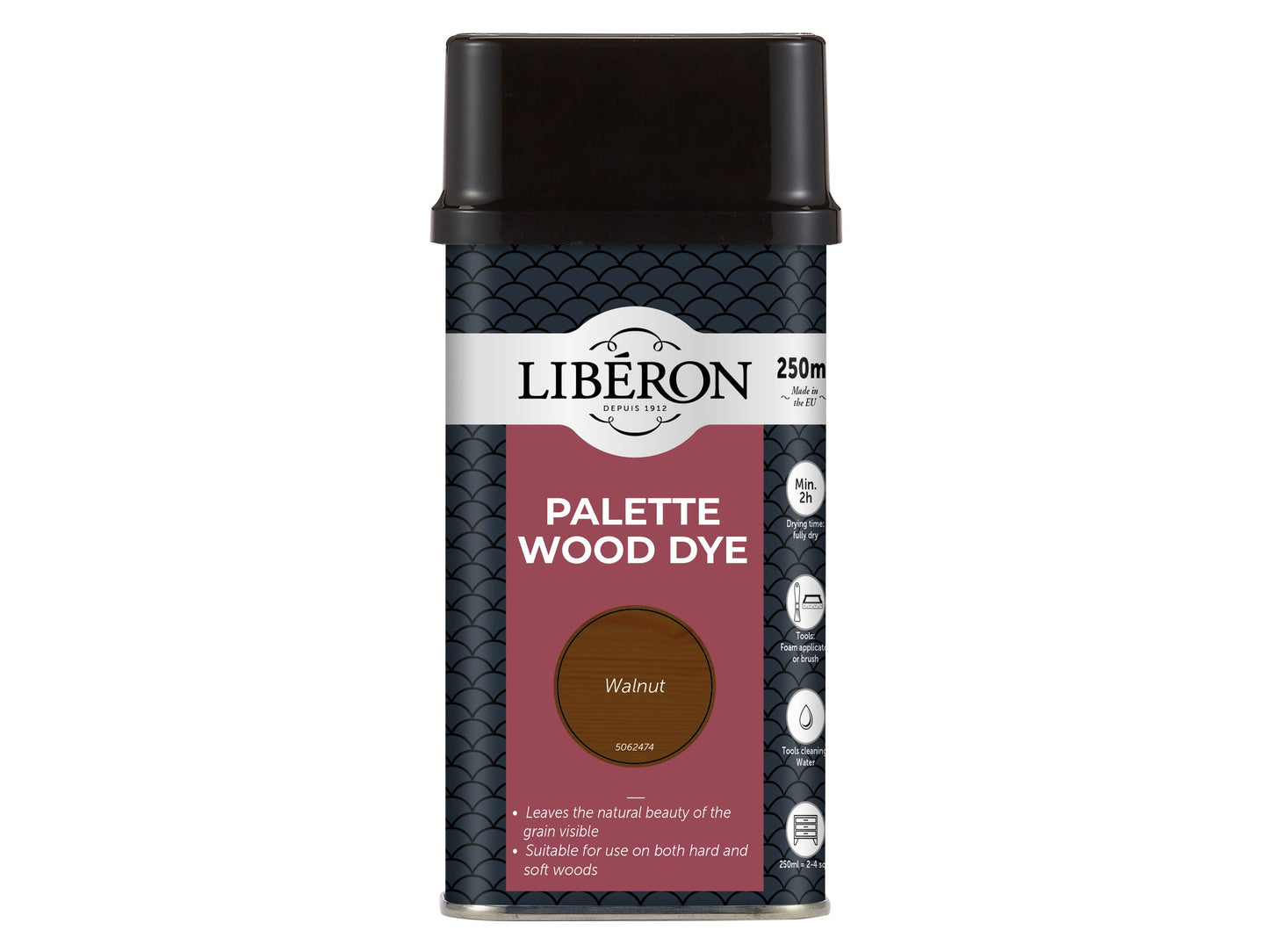 LIBERON WATER BASED PALETTE WOOD DYE 250ml WALNUT LIBWDPW250N