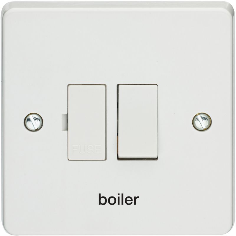 CRABTREE 4827/BO/BLACK 2-POLE SWITCHED FUSED CONNECTION UNIT 13a PRINTED 'BOILER' BLACK