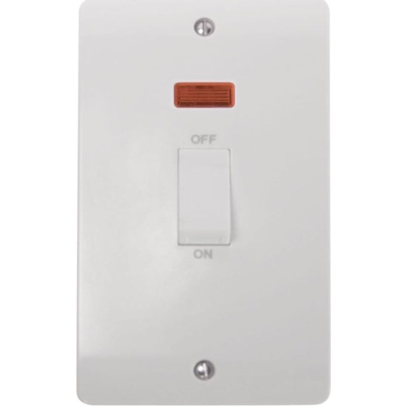 CLICK CMA503 2-GANG SINGLE CKR SWITCHED NEON 45a