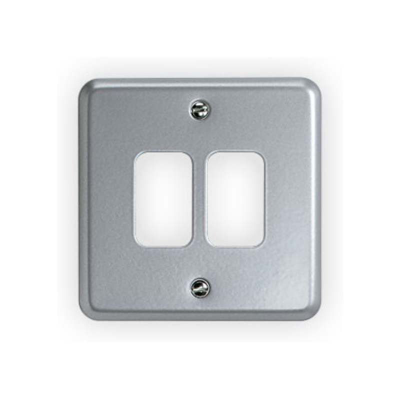 WEW 2-GANG 2 MODULE GRID FRONT PLATE METAL CLAD ALUMINIUM K3492ALM