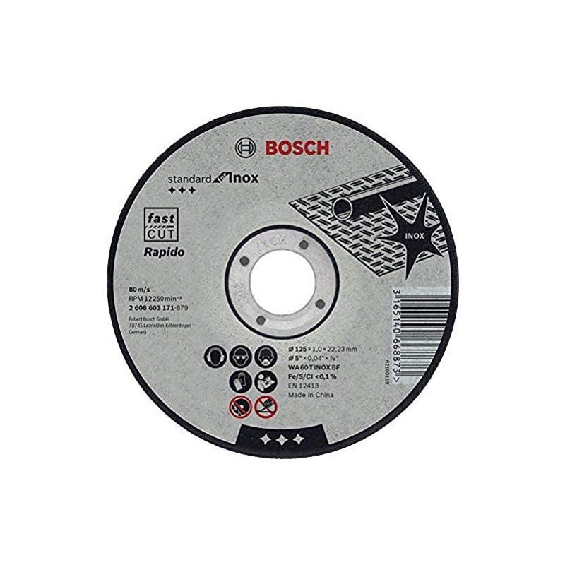 BOSCH 2608603171 INOX-RAPIDO STRAIGHT CUTTING DISC 1 x 125mm