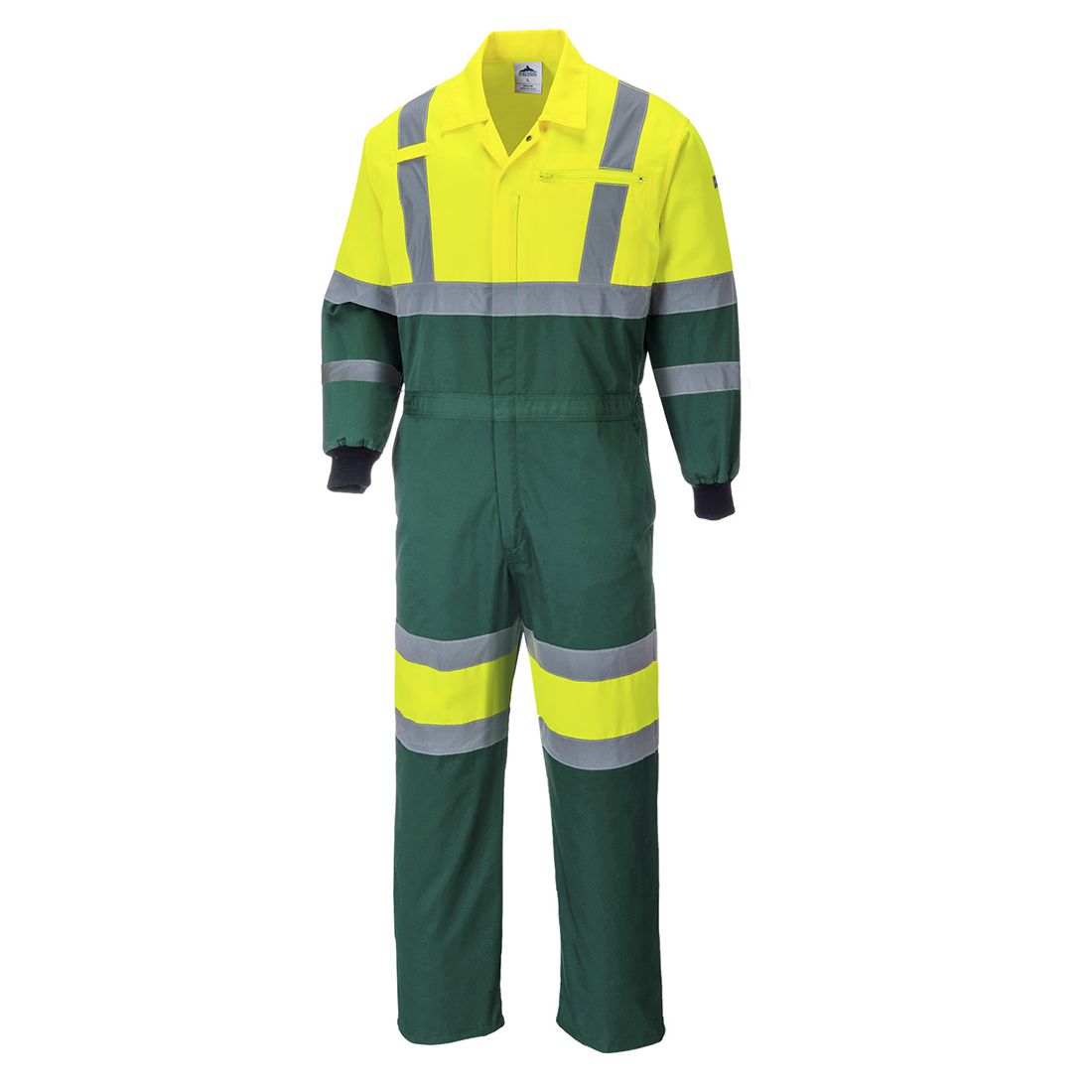 Hi-Vis X Back Contrast Coverall, M, R, Yellow/Green