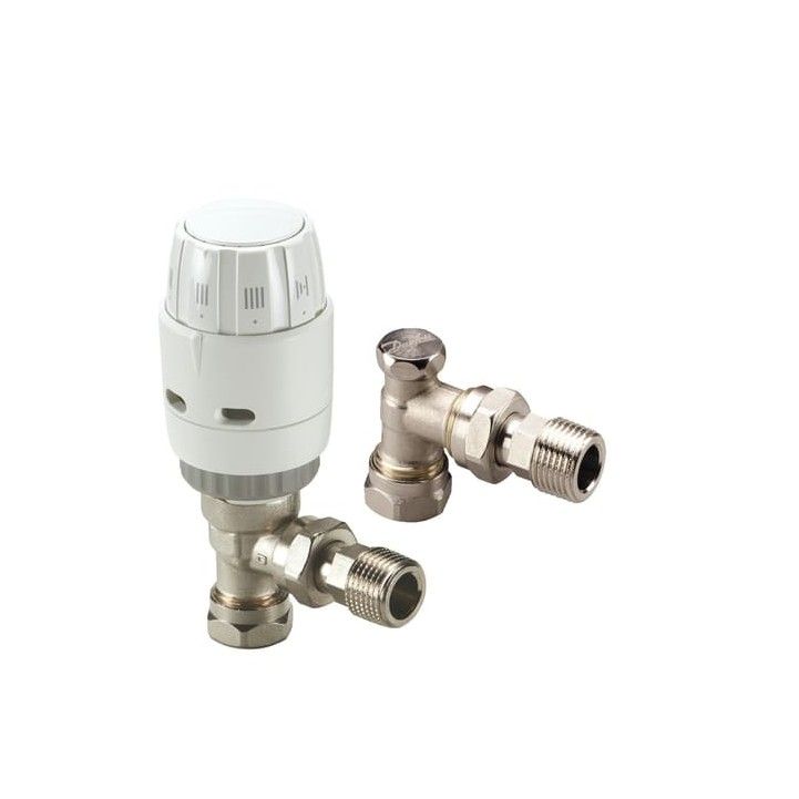 DANFOSS THERMOSTATIC RADIATOR VALVE ANGLE TRV C/W LOCKSHIELD 8mm/10mm 121245 013G600600