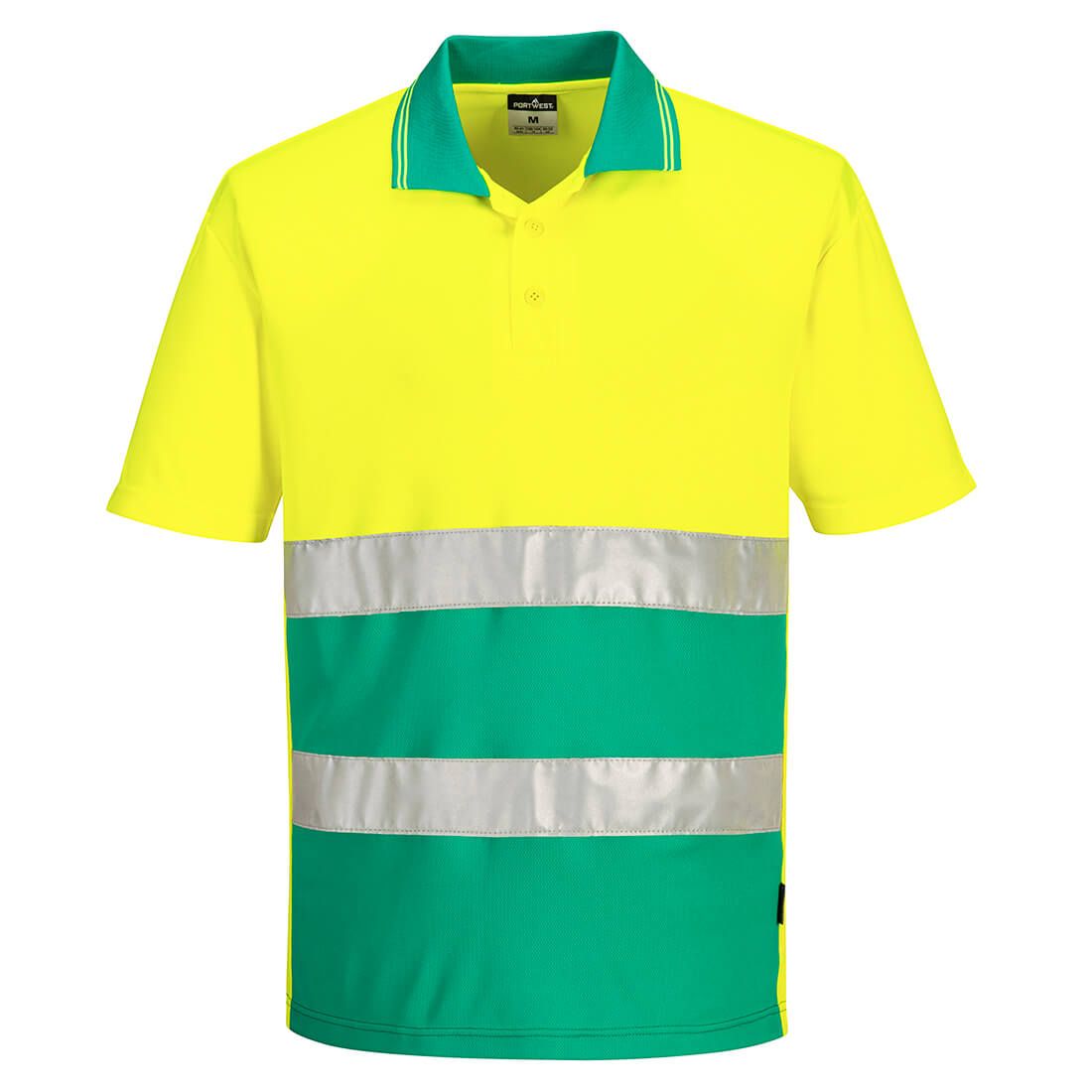 Hi-Vis Lightweight Contrast Polo Shirt S/S , 4XL, R, Yellow/Teal