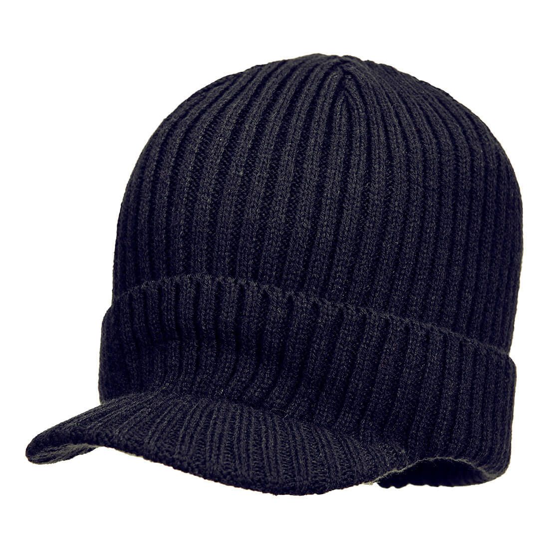 Beanie Hat with Peak, , R, Navy